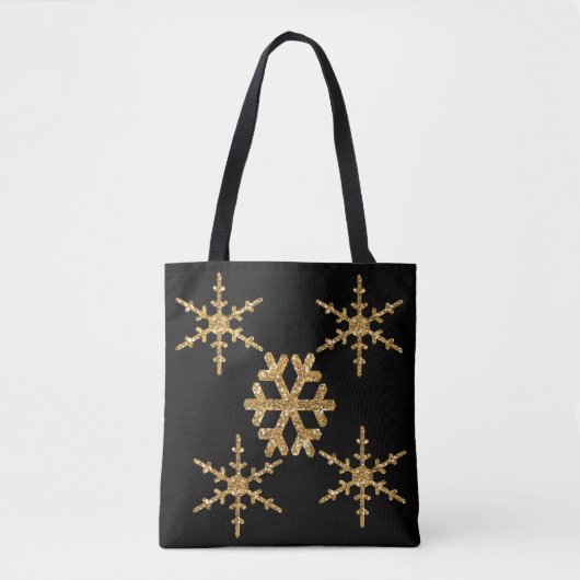 Gold Faux Glitter Snowflakes Tote Bag (Voorkant)