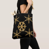 Gold Faux Glitter Snowflakes Tote Bag (Dichtbij)