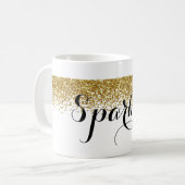Gold Faux Glitter Sparkle Koffiemok (Voorkant links)