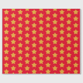 Gold Faux Glitter Star Pattern Red Gift Cadeaupapier (Vlak)
