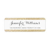 Gold Faux Glitter Stripe Script Typography Label (Voorkant)