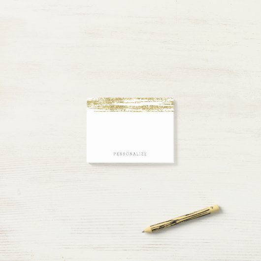 Gold Faux Glitter Stripes Post-it® Notes (Op bureau)