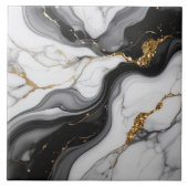 Gold Faux Glitter Veined B&W Marble ID1180c Tegeltje (Voorkant)