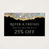 Gold faux glitter verwijzingskaart visitekaartje (Voorkant)