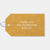 Gold Faux Glitter Wedding Favor Cadeaulabel (Achterkant Horizontaal)