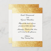 Gold Faux Glitter Wedding Invitation Kaart (Voorkant / Achterkant)