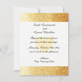 Gold Faux Glitter Wedding Invitation Kaart