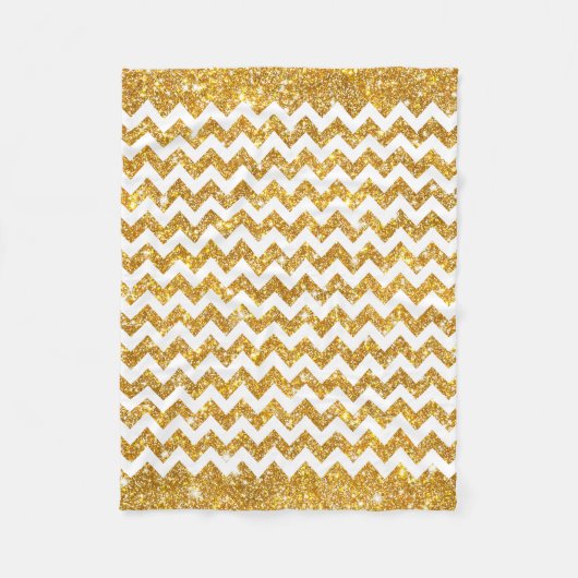 Gold Faux Glitter White Chevron Pattern Girly Fleece Deken (Voorkant)