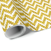 Gold Faux Glitter & White Ikat Chevron Cadeaupapier (Rol Hoek)