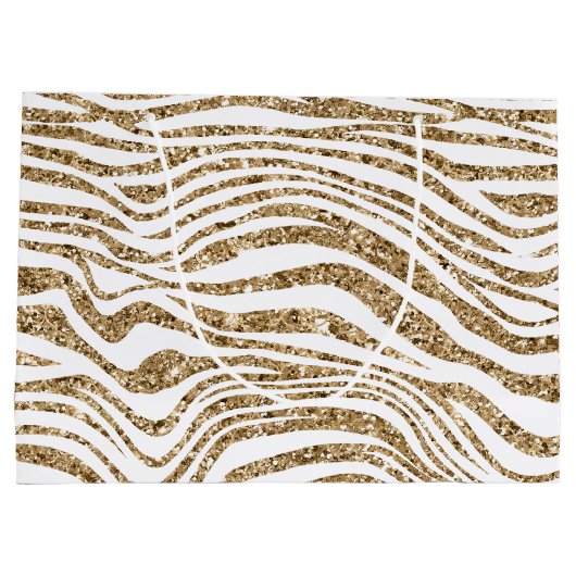 Gold Faux Glitter Zebra Groot Cadeauzakje (Achterkant)