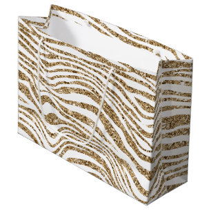 Gold Faux Glitter Zebra Groot Cadeauzakje