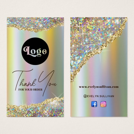 Gold faux iridescent glitter folie visitekaartje (Voorkant /achterkant)