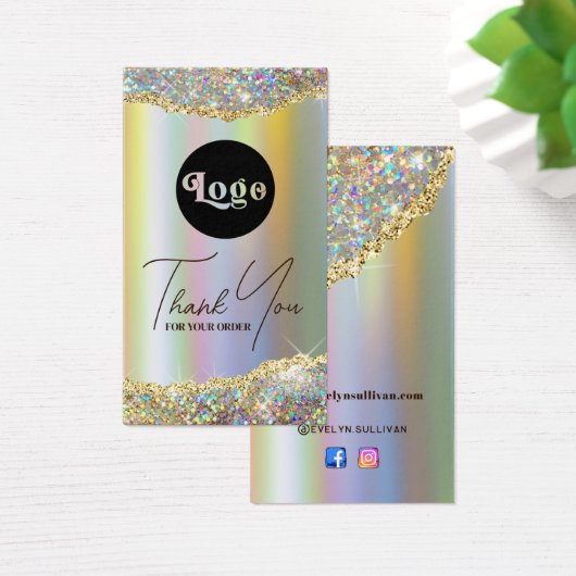 Gold faux iridescent glitter folie visitekaartje (Bureau)