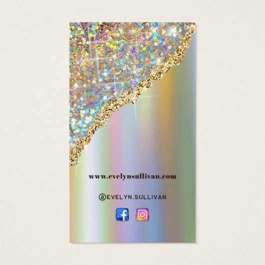 Gold faux iridescent glitter folie visitekaartje (Achterkant)