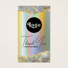 Gold faux iridescent glitter folie visitekaartje