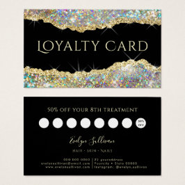 Gold faux iridescent glitter loyalty visitekaartje