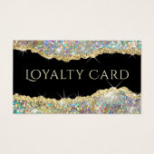 Gold faux iridescent glitter loyalty visitekaartje (Voorkant)