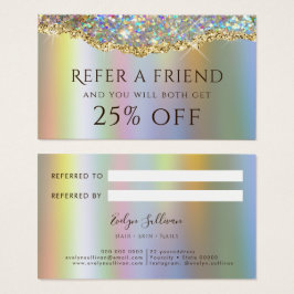 Gold faux iridescent glitter verwijzingskaart visitekaartje