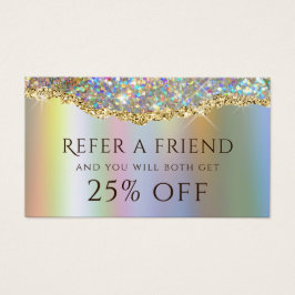 Gold faux iridescent glitter verwijzingskaart visitekaartje
