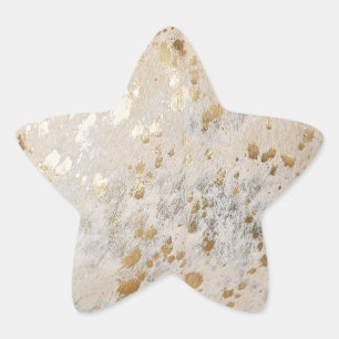 Gold Faux Koeienhuid Print Metallic Cowgirl Wester Ster Sticker