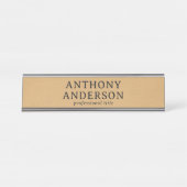 Gold Faux Leather Texture Design Bureau Naambordje (Voorkant)