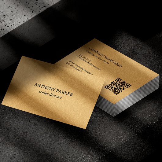 Gold Faux Leather Texture Design Visitekaartje