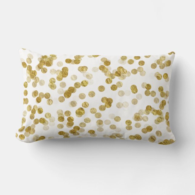 Gold Faux Metallic Dot Bokeh Background Bling Kussen (Voorkant)
