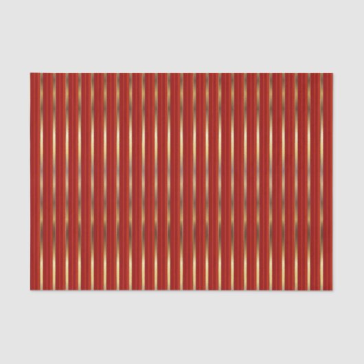 Gold Faux Metallic en Red Stripes Tissuepapier (Voorkant)