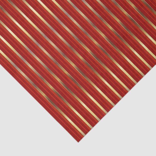 Gold Faux Metallic en Red Stripes Tissuepapier (Detail)