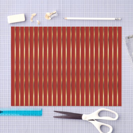 Gold Faux Metallic en Red Stripes Tissuepapier (Craft)