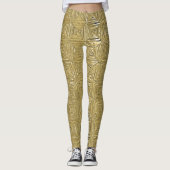 Gold Faux Metallic Geometric Patterted Leggings (Voorkant)