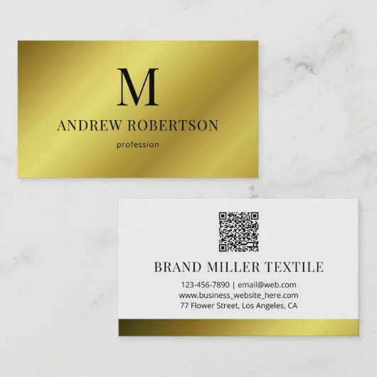 Gold Faux Metallic Holografie QR Code Visitekaartje (Voorkant / Achterkant)