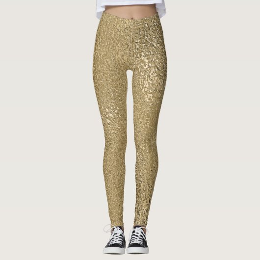 Gold Faux Metallic Leggings (Voorkant)