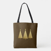 Gold Faux Metallic Moderne kerstboom Tote Bag (Achterkant)