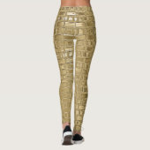 Gold Faux Metallic Shimmer Brick Textured Leggings (Achterkant)