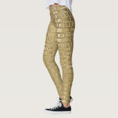 Gold Faux Metallic Shimmer Brick Textured Leggings (Links)