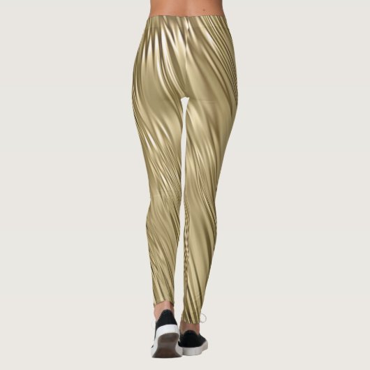 Gold Faux Metallic Shimmer Textured Leggings (Achterkant)
