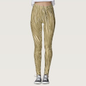 Gold Faux Metallic Shimmer Textured Leggings (Voorkant)
