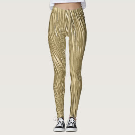 Gold Faux Metallic Shimmer Textured Leggings