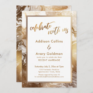 Gold Faux Metallic White Marble Celebrate met ons Kaart