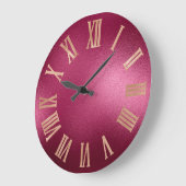 Gold Faux Roos Burgundy Metallic Roman Nummers Grote Klok (Hoek)