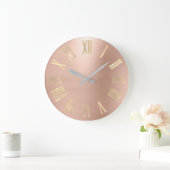 Gold Faux Roos Gold Minimal Metallic Roman Nummers Grote Klok (Huis)