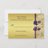 Gold Faux Sequin Diamonds Paars Bow RSVP (Achterkant)