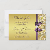 Gold Faux Sequins Diamonds Paars Bow Hartelijk dan Bedankkaart (Achterkant)