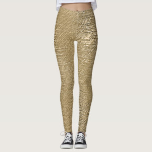 Gold Faux Shimmery Metallic Textured Leggings