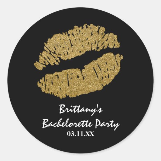 Gold Faux Sparkle Lips Kiss Party Favoriet Sticker (Voorkant)