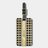 Gold Faux & Sparkly Black Glitter Spots Bagagelabel (Voorkant verticaal)