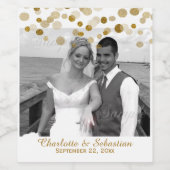 Gold Faux-Stippen - Aangepaste bruiloft Wijn Etiket (Enkel label)