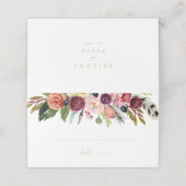 Gold Feather Boho Tropical Floral Wedding Plaatskaartje (Buitenkant ongevouwen)