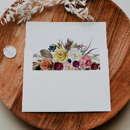 Gold Feather Boho Tropical Self-Addsed RSVP Envelop